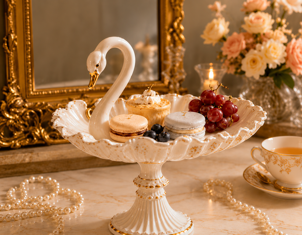 Swan Elegance Sculptural Cake Stand